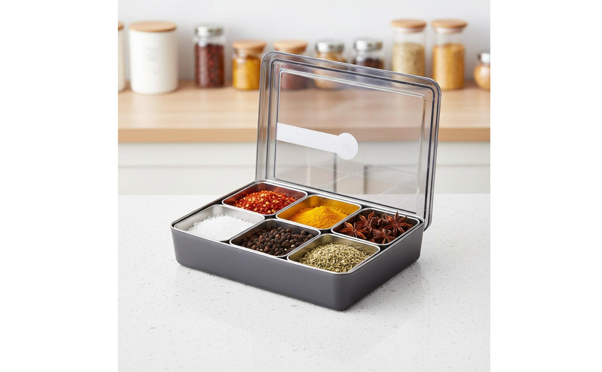 Stainless Steel Seasoning Box Thickened Material Stainless Steel Seasoning Box Condiment Tray with Lid Refrigerator Safe