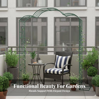 Climbing Plant Support Frame Weather-Resistant Rose Arch Powder Coated Finish Wrought Iron Arbor for Gardeners, Courtyard, Patio, Pathway Entrance