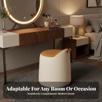 Minimalist Design rotate Makeup Chair Round Shape Vanity Stool Soft Upholstered Top Household Furniture Luxurious stylish for Women, &young women, Adults, Bedroom, dressing area, Closet