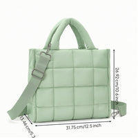 Puffer Tote Bag Adjustable Quilted Tote Bag Puffer Purse Detachable Versatile for Travelers, Everyday Use, Travel