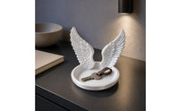 Glossy Angel Wing Jewelry Tray Polished Molded Angel Wing Jewelry Dish Solid Look Winged Band Holder Multipurpose