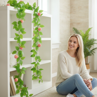 Artificial Fruit Vine Garland Fake Green Plant for Balcony Ceiling Pipe Decoration Plastic Green Leaves