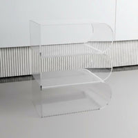 Minimalist Design S-Shaped End Table Multi-Functional Nightstand Artistic Shape Display Rack Transparent Look for Apartment Dwellers, property owners, Students, Living Room, Bedroom, Home Office, Hallway
