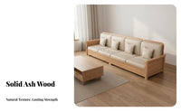 Ash Wood Sofa Double-Sided-Use Cushions Solid Wood Storage Sofa Modular Design Modern Wooden Frame Couch for Apartment Dwellers, Families