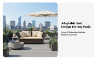Waterproof Wicker Sectional Sofa with Table Wicker Patio Set with Table Weather-Resistant Outdoor Furniture Comfortable Cushions for Homeowners, Families, Entertainers, Terrace, Backyard, Balcony, Poolside
