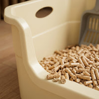 Cat Toilet and Sand Basin with Mat, Semi-Enclosed Structure Litter Tray, PP Material Potty for Large Indoor Cat, Easy Clean Anti Spillage Design