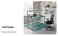 Steel Frame Construction Anti-Static Workbench Adjustable Leveling Feet Heavy-Duty Work Table Overhead LED Lighting Heavy Duty Work Table 2000 LBS Load Capacity for Technicians, Factory Workers, Assembly Line, Laboratory, Warehouse, Basement
