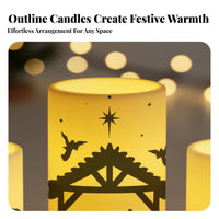 5 Pieces Nativity Scene Candle Set Gift Ready Religious Christmas Lights Warm Light Christmas LED Pillar Candles for Christians, Families, Mantelpiece