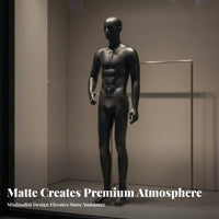 Full Body Male Mannequin Modern Design Matte Black Display Mannequin Realistic Proportions men's Clothing Display Stand for Window Displays, Showrooms