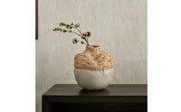 Ceramic Vase with Woven Neck Hand-Crafted Rustic Flower Vase Matte for Tabletop