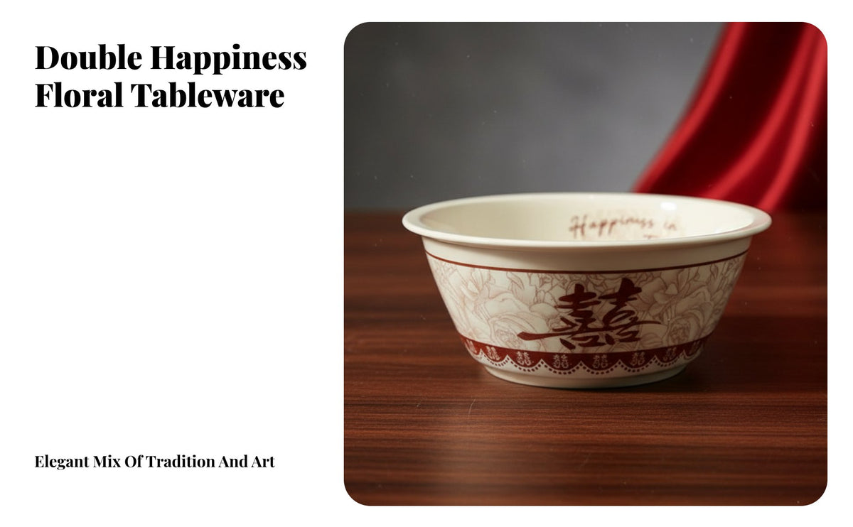 Ceramic Dinnerware Set, Red Wedding Bowls & Plates, Modern Chinese Style, Microwave Gift