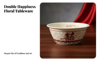 Ceramic Dinnerware Set, Red Wedding Bowls & Plates, Modern Chinese Style, Microwave Gift
