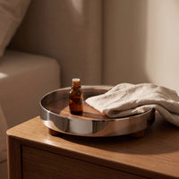 Decorative Tray with Feet Elegant Round Tray with Metal Walls Chic for Coffee Table