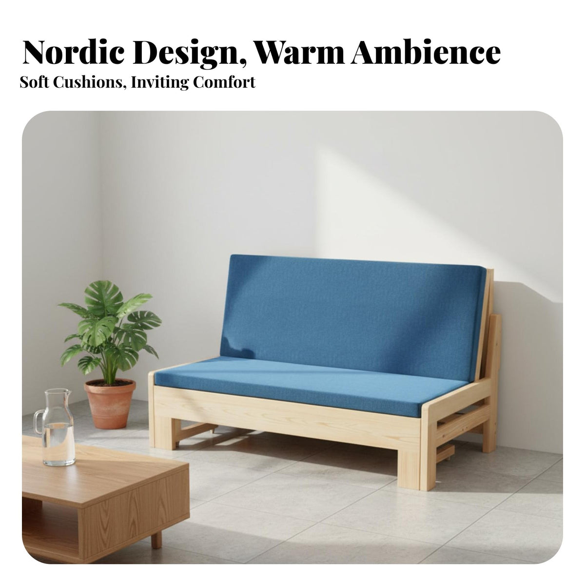 Foldable Design Wooden Frame Pull-expandable Sleeper 2-in-1 Function transformable Loveseat Bed Space-Saving Living Room Furniture Sturdy Construction for Apartment Dwellers, Students, Hosts, Small Spaces, Balcony, Studio
