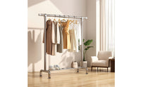 Floor-Standing Clothing Rack with Shelf Stainless Steel Garment Rack with Hooks Heavy Duty Storage Furniture Space-Saving for Bedroom