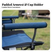 Side Storage Pocket Folding Camping Chair Foldable Padded Outdoor Folding Chair 600D Oxford Material Collapsible Fishing Seat Anti-Slip Feet for Beachgoers, Backpackers, Barbecue, Picnic, Backyard, Tailgating