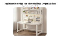 Study Desk with Pegboard Multi-Functional Storage Desk and Bookshelf Combo Space-Saving Design Workstation for Students, Adults, Dorm Room, Bedroom