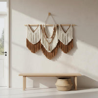 Macrame Wall Hanging Handmade Bohemian Wall Tapestry Tassel Details House Decoration for Living Room, Bedroom, Nursery