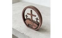 Wooden Easter Resurrection Scene Ornament Religious Gift Christian Easter Table Decoration He Is Risen Wooden Craft for Christians, Office Desk