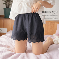 Women Breathable Lace Boyshorts for Under Skirt and Dress, Loose Fit Anti Chafing Shorts with Hollow-Out Design, Modesty Underwear