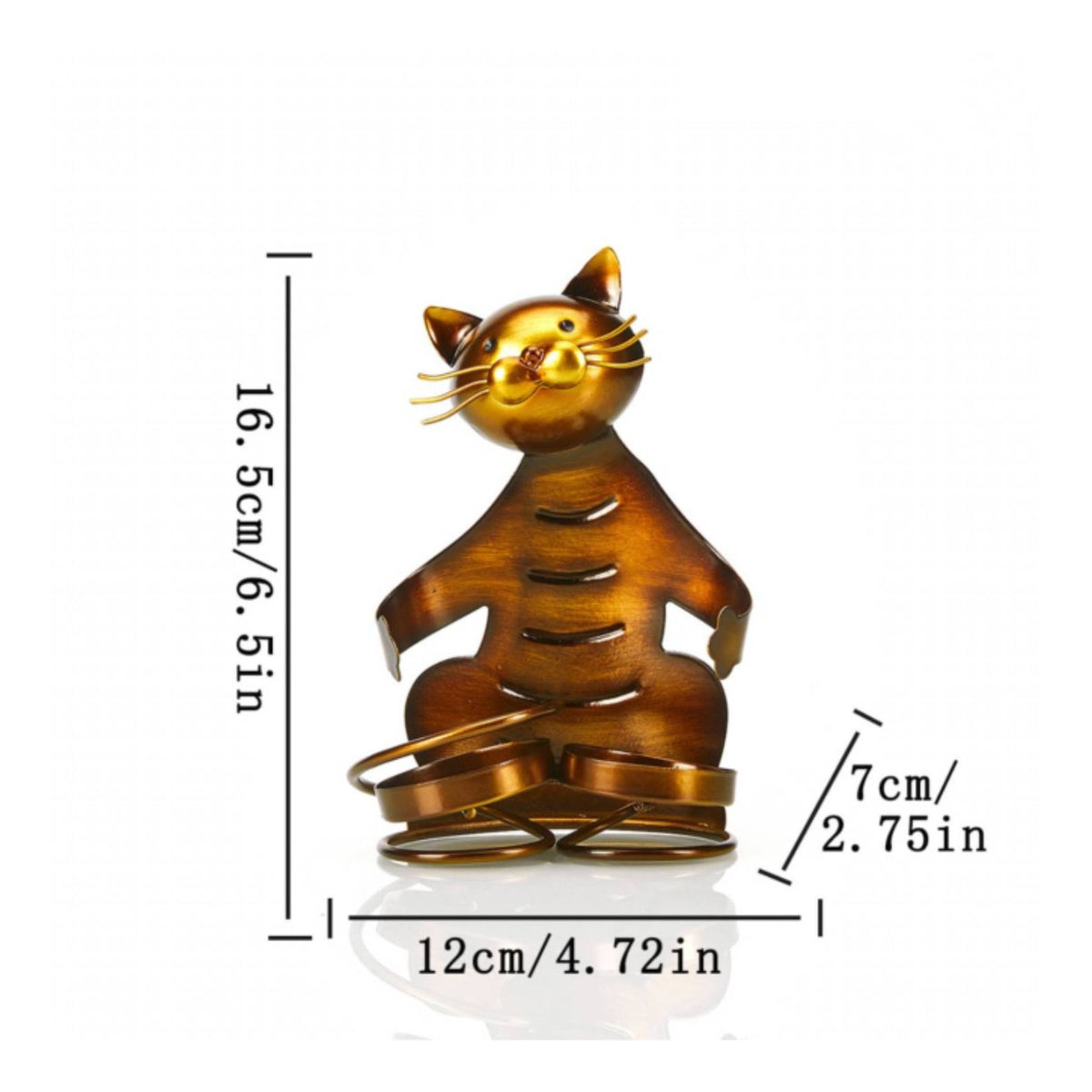Bronze Finish Feline Seasoning Bottle Holder Decorative Feline-Shaped Metal Storage Holder