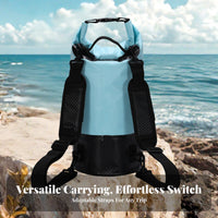 Double Carry System Roll Top Dry Bag Adjustable Shoulder Strap Waterproof Backpack Sack Wear-Resistant Base for Hikers, Rafting, Beach