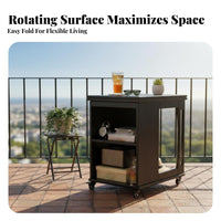 Multi-Functional Expandable Nesting Table Set Space-Saving Household Furniture On Wheels Storage Cart Includes 4 Stools for Apartment Dwellers, Families, Homeowners, Living Room, Small Areas, Dining Area, Bedroom