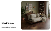 Minimalist Wooden Frame Couch Wabi-Sabi Design Sofa Simple Aesthetic Living Room Furniture for Small Apartment Residents, Hotel Owners, Lounge Area
