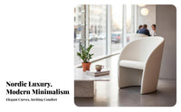 Nordic design Curved Armchair Light Luxury Single Sofa Minimalist Design Lounge Chair Soft Upholstery for Cafe Owners, Interior Designers, Office Workers, Reception Area, Bedroom, literary corner
