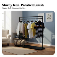 Multifunctional Freestanding Clothes Rack Heavy Duty Freestanding Closet Rack Sturdy Structure Metal Clothing Stand Space Saving for Apartment Dwellers, Retailers, Entryway, Dorm Room, Dormitory, Cloakroom
