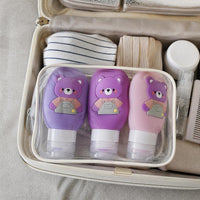 Silicone Travel Bottles for Lotion, Shampoo, Conditioner, and Cosmetics - Cute Cartoon Design