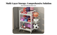 Lockable Wheels Home Gym Storage Rack Multi-Tier Design Rolling Workout Equipment Organizer Large Capacity Rolling Fitness Equipment Cart Includes Accessory Hooks