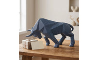 Geometric Financial District Bull Statue Faceted Abstract Bull Sculpture Collectible Decor Modern for Minimalists, Study, Entryway