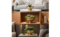 Steel Flower Pot Decorative Pedestal Planter Contemporary Flower Pot with a Solid Bottom for Tabletop, Living Room, Desk