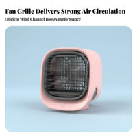 Portable Water Cooling Fan 3-Speed Setting Mini Air Chiller 7-Color Night Light USB Desktop Fan for Office Workers, Students, Bedroom, Dorm Room