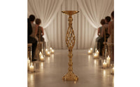 Elegant Gold Pedestal Flower Stand Tall Wedding Centerpiece Vase Decorative Gold Column Vase Stand Stable for Brides, Reception, Ceremony
