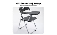 Foldable Design Folding Chair with Writing Tablet long-lasting Frame Training Chair with Tablet supportrest Sturdy Construction Institutional Furniture No Assembly Required for Trainees, event Planners, educational sessionroom