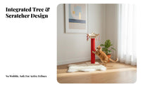 Wear-Resistant Tall Cat Scratching Post Interactive Turntable Base Sisal Rope Scratching Pole Sturdy and Stable Sisal Rope Cat Pole Promotes Healthy Claws for Cats, Kittens, Indoors, Indoor, Living Room, Home