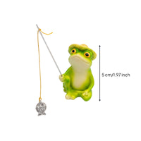 Textured Straw Hat Fishing Frog Figurine Molded Details Seated Frog Statue Painted Home Decoration Resin-Like for Pond, Balcony, Aquarium-Style Landscape