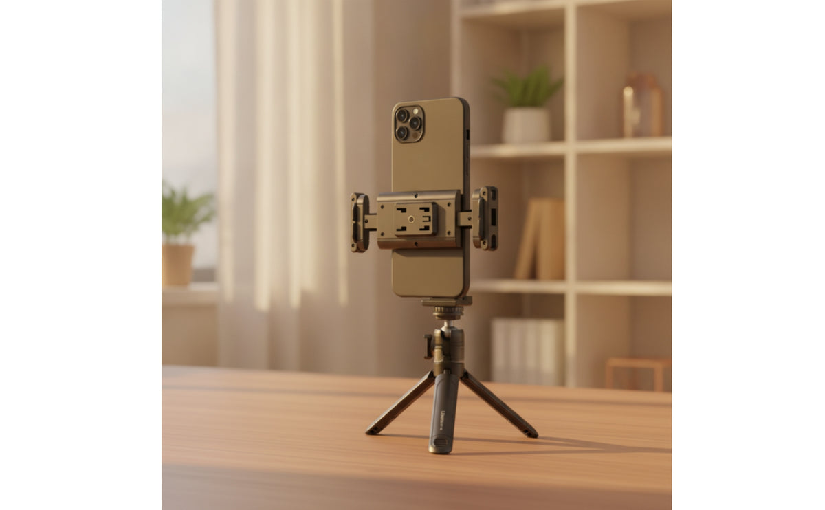 Holder with 1/4-Inch Screw Holes Universal Tripod Mount reversibleOrientation Phone Tripod Mount for Content Producers, Livestreaming, Mobile Filming