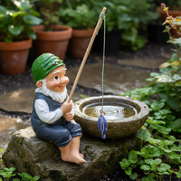 Fishing Gnome Garden Statue, Old Man Dwarf Figurine for Outdoor Patio Decor