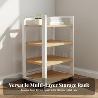 With Wheels Floor Standing Amplifier Stand Accessible-Shelf Design Rolling Stereo Equipment Cabinet Sturdy Structure Multi-Tier Audio Rack Heavy Duty for Audiophiles, Home Theater Enthusiasts, Studio, Living Room