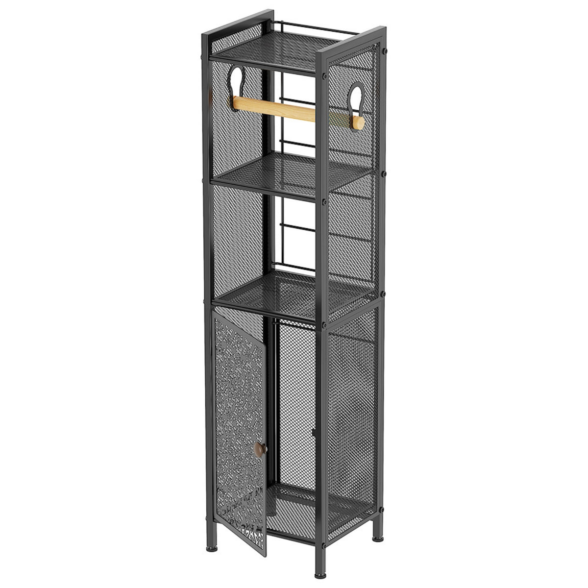 Toilet Paper Storage Cabinet Mesh Panel Narrow Washroom Cabinet