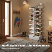 Space-Saving Multi-Tier Shoe Shelf Large Capacity Vertical Shoe Rack Easy to Assemble Home Furniture Sturdy for Apartment Dwellers, Families, Students, Entryway, Small Areas, Hallway, Bedroom