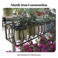 Hanging Design over-the-Railing Flower Box carrier Space-Saving Plant Holder sturdy Construction Balcony Rack Adjustable hangers for Outdoor, Patio