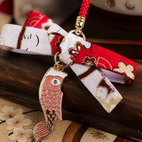 Japanese Style Lucky Koi Fish Keychain Charm for Phones and Bags, Metal Couple Gift