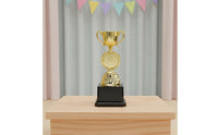 Children's Award Trophy Easy to Customize Diminutive Golden Trophy Lightweight Design Customizable Competition Prize for Students, Talent Shows