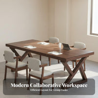 Library Reading Table Extra Wide Surface Large Multi-Person Workstation Thick Tabletop 2-Person Writing Table for Couples, School, Office, Living Room