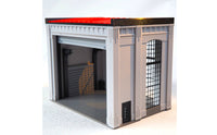 Red Roof 1:64 Garage Diorama Grid Openings Miniature Garage Model Molded Details Architectural Scene Model Black Trim