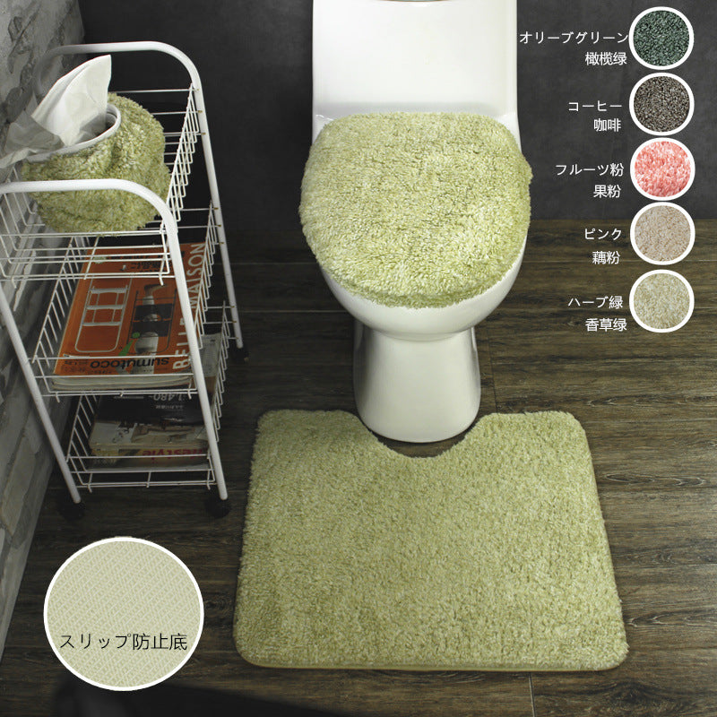 Japanese Style Plush Warm Toilet Seat Cover Set, 3-Piece Thickened U-Shaped Toilet Cushion and Lid Cover